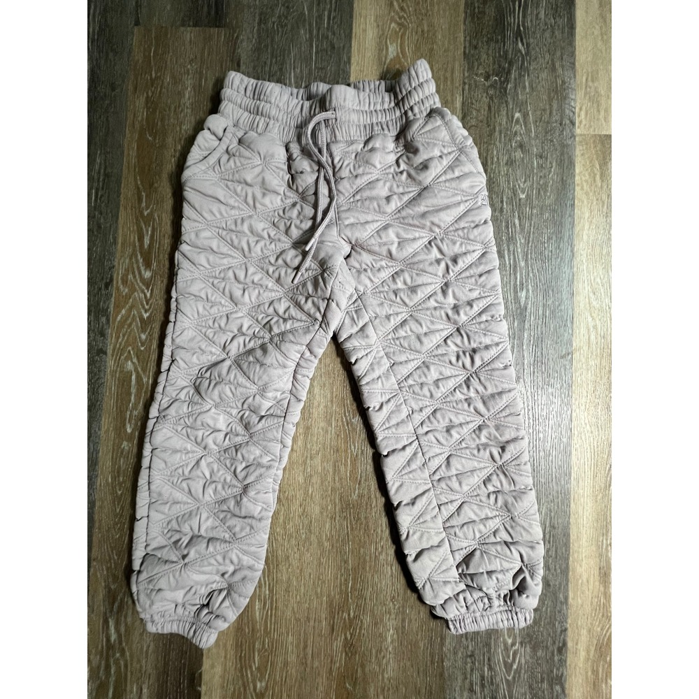 Avalanche Quilted Joggers Womens Size S Mauve Lavender Textured Drawstring Pants